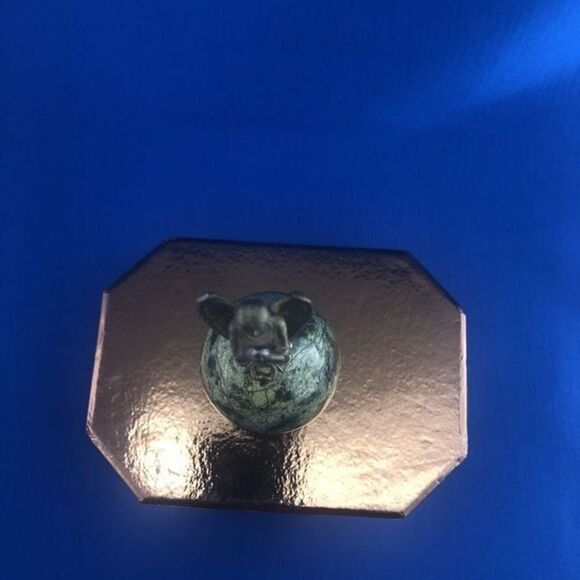 Green Marvel Egg With Brass Angel On Top - Picture 2 of 10